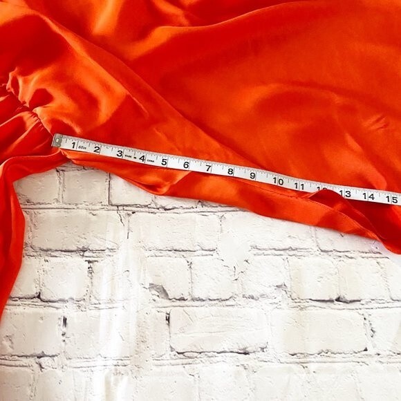 Elizabeth and James Orange Helma One Shoulder Flutter Short Silk Dress 8 - Picture 11 of 16